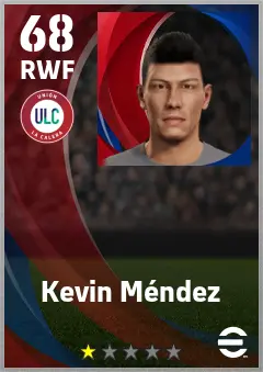 Kevin Mendez eFootball 2026 player card — 68 OVR RWF