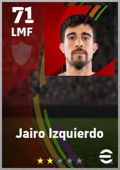 Jairo Izquierdo eFootball 2026 player card — 71 OVR LMF