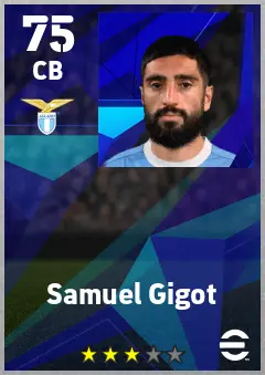 Samuel Gigot eFootball 2026 player card — 75 OVR CB