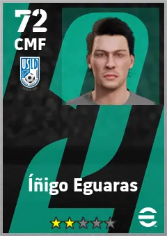 Inigo Eguaras eFootball 2026 player card — 72 OVR CMF