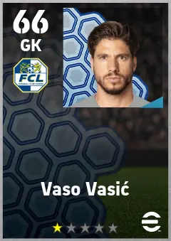 Vaso Vasic eFootball 2026 player card — 66 OVR GK