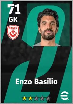 Enzo Basilio eFootball 2026 player card — 71 OVR GK