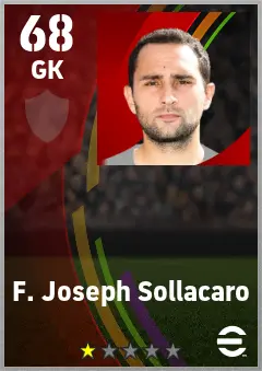 F. Joseph Sollacaro eFootball 2026 player card — 68 OVR GK