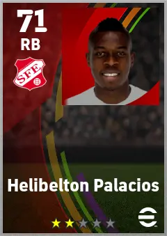 Helibelton Palacios eFootball 2026 player card — 71 OVR RB