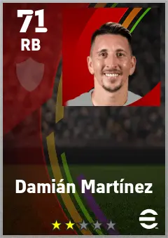 Damian Martinez eFootball 2026 player card — 71 OVR RB