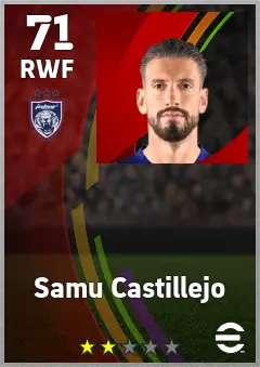 Samu Castillejo eFootball 2026 player card — 71 OVR RWF