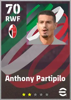 Anthony Partipilo eFootball 2026 player card — 70 OVR RWF