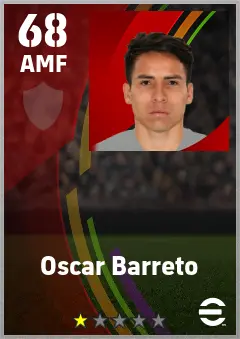 Oscar Barreto eFootball 2026 player card — 68 OVR AMF
