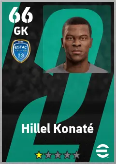 Hillel Konate eFootball 2026 player card — 66 OVR GK