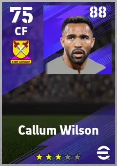Callum Wilson eFootball 2026 player card — 75 OVR CF