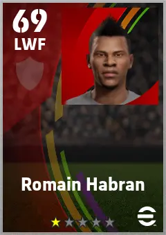 Romain Habran eFootball 2026 player card — 69 OVR LWF