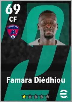 Famara Diedhiou eFootball 2026 player card — 69 OVR CF