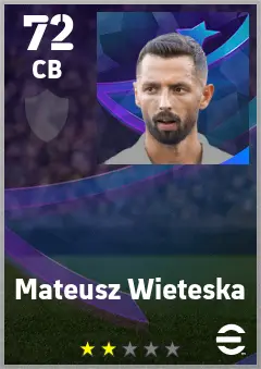 Mateusz Wieteska eFootball 2026 player card — 72 OVR CB