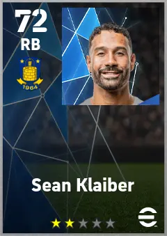 Sean Klaiber eFootball 2026 player card — 72 OVR RB