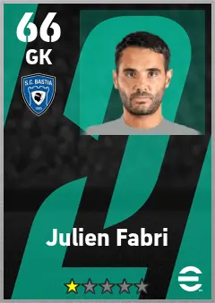 Julien Fabri eFootball 2026 player card — 66 OVR GK