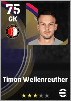 Timon Wellenreuther eFootball 2026 player card — 75 OVR GK