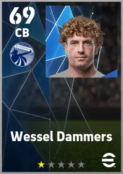 Wessel Dammers eFootball 2026 player card — 69 OVR CB
