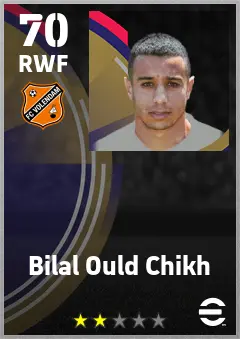 Bilal Ould Chikh eFootball 2026 player card — 70 OVR RWF