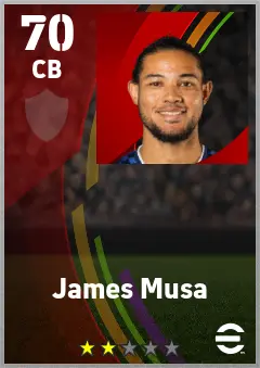 James Musa eFootball 2026 player card — 70 OVR CB
