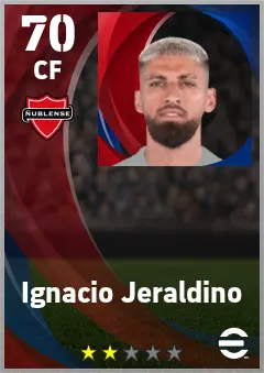 Ignacio Jeraldino eFootball 2026 player card — 70 OVR CF