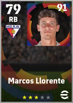 Marcos Llorente eFootball 2026 player card — 79 OVR RB