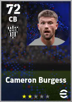 Cameron Burgess eFootball 2026 player card — 72 OVR CB