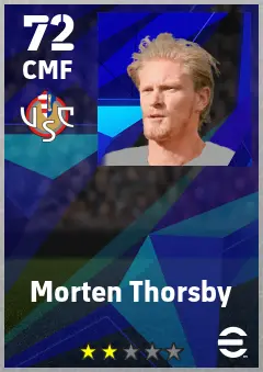 Morten Thorsby eFootball 2026 player card — 72 OVR CMF