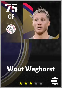 Wout Weghorst eFootball 2026 player card — 75 OVR CF