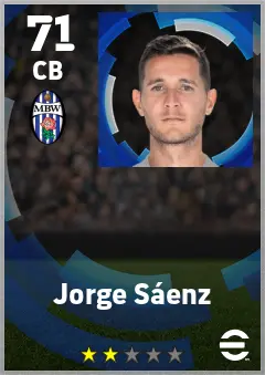 Jorge Saenz eFootball 2026 player card — 71 OVR CB