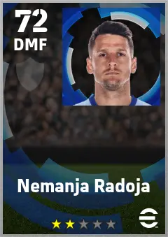 Nemanja Radoja eFootball 2026 player card — 72 OVR DMF