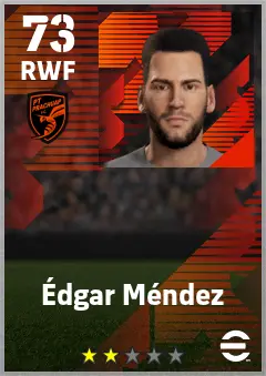 Edgar Mendez eFootball 2026 player card — 73 OVR RWF