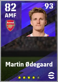 Martin Odegaard eFootball 2026 player card — 82 OVR AMF
