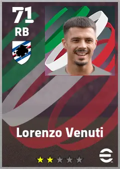 Lorenzo Venuti eFootball 2026 player card — 71 OVR RB