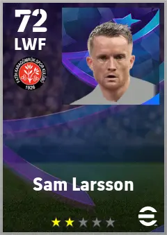 Sam Larsson eFootball 2026 player card — 72 OVR LWF