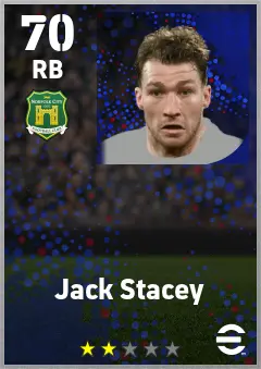 Jack Stacey eFootball 2026 player card — 70 OVR RB