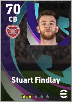 Stuart Findlay eFootball 2026 player card — 70 OVR CB