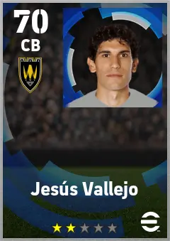 Jesus Vallejo eFootball 2026 player card — 70 OVR CB
