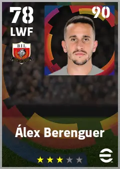 Alex Berenguer eFootball 2026 player card — 78 OVR LWF