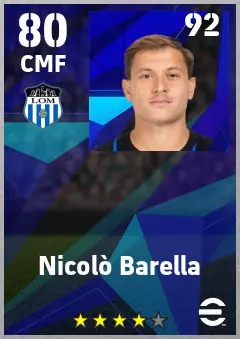 Nicolo Barella eFootball 2026 player card — 80 OVR CMF