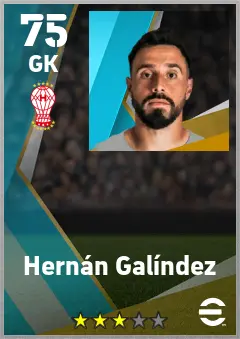 Hernan Galindez eFootball 2026 player card — 75 OVR GK