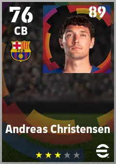Andreas Christensen eFootball 2026 player card — 76 OVR CB