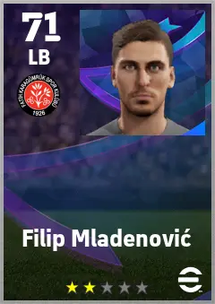 Filip Mladenovic eFootball 2026 player card — 71 OVR LB