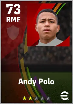 Andy Polo eFootball 2026 player card — 73 OVR RMF