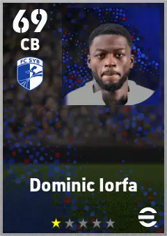 Dominic Iorfa eFootball 2026 player card — 69 OVR CB