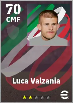 Luca Valzania eFootball 2026 player card — 70 OVR CMF