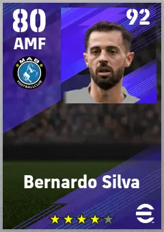 Bernardo Silva eFootball 2026 player card — 80 OVR AMF