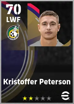 Kristoffer Peterson eFootball 2026 player card — 70 OVR LWF