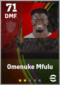 Omenuke Mfulu eFootball 2026 player card — 71 OVR DMF