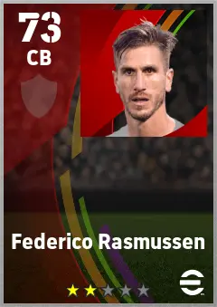 Federico Rasmussen eFootball 2026 player card — 73 OVR CB