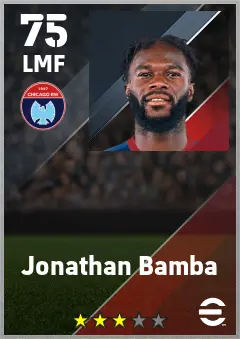 Jonathan Bamba eFootball 2026 player card — 75 OVR LMF